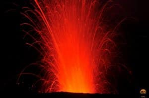 A fiery night eruption at Mt Yasur Volcano - Tanna Island, Vanuatu